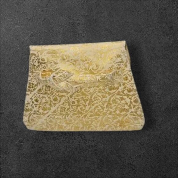 MCM Vintage Embossed Gold & White Leather Clutch Evening Bag - Picture 6 of 11